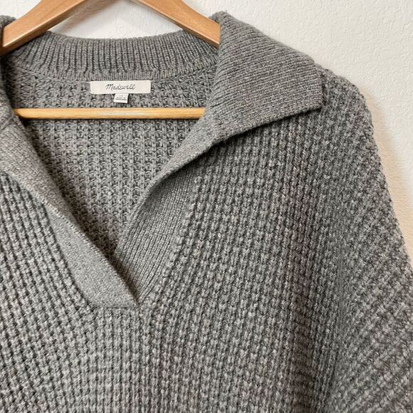 Madewell Waffle-Knit Henley Sweater - Grey - 1X - Picture 3 of 8
